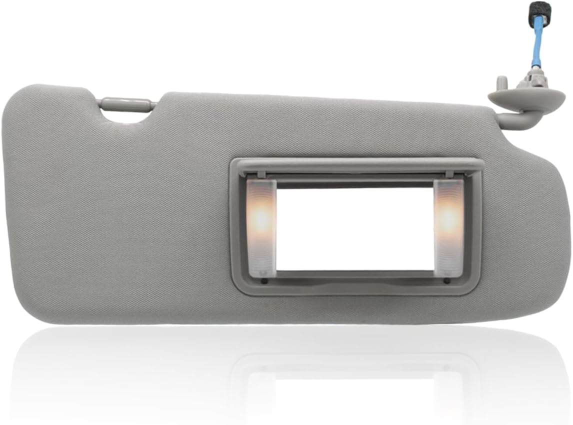 CRV Sun Visor Right Passenger Side RH with Mirror and Light Compatible with 2017 2018 2019 2020 2021 2022 Honda CR-V Replacement OE# 83280-TLA-A12ZB 83280-TLA-A62 83280-TLY-H11ZB Color: Gray