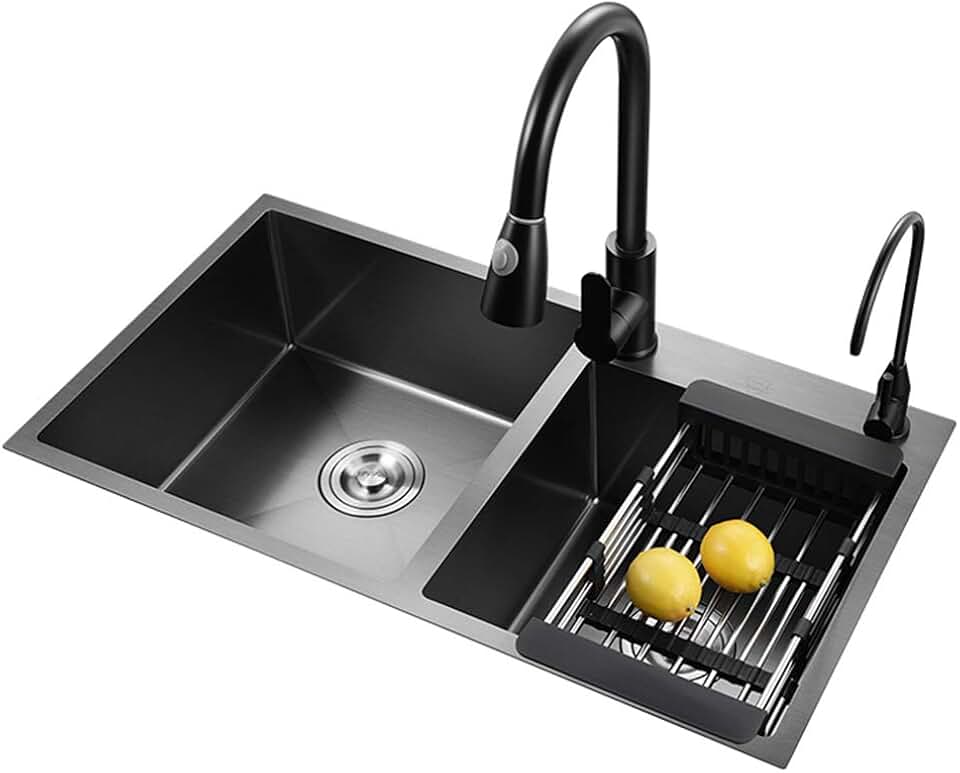 Amazon.co.uk double drainer stainless steel sink