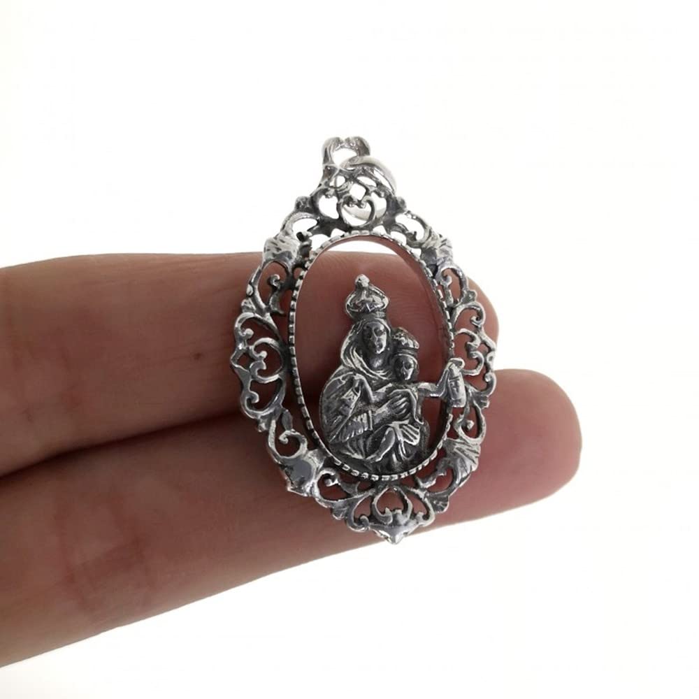 Medalla colgante plata ley 925m 35mm. Virgen Carmen ancho 25mm. unisex