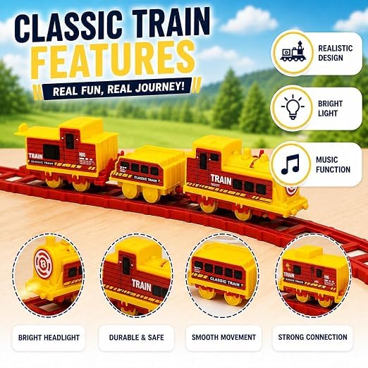 Image of Braintastic Play Train Set for Kids 3+ Years | Battery Operated Toy Train with Track | Colorful Railway Train Set for Boys & Girls | 14-Piece Train Track Toy