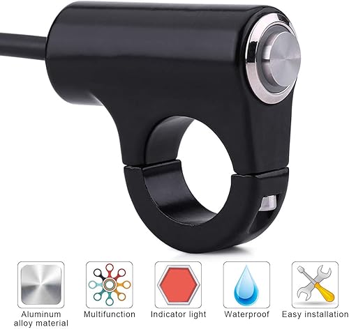 Miniatura 6 de Interruptor de manillar de motocicleta de 12 V, 78 pulgadas, 0.866 in, aleación de aluminio resistente a la intemperie, interruptor de montaje para