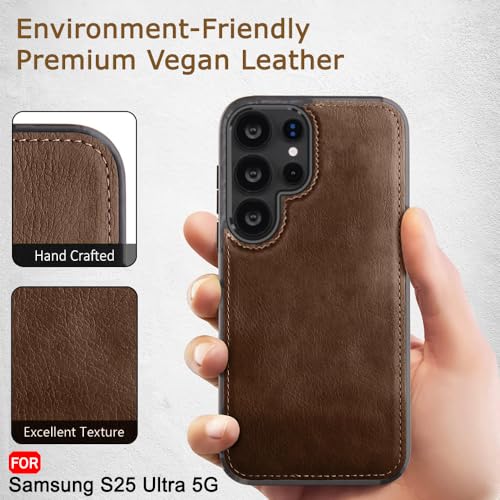 Image of TheGiftKart Genuine Leather Finish Back Cover Case for Samsung Galaxy S25 Ultra 5G | Shockproof Design | Camera & Screen Protection | Stunning Minimalist Design Back Cover Case (Chrome, Brown)