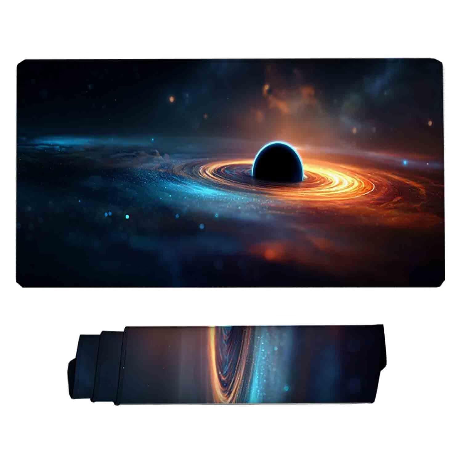 Podkładka pod mysz do gier czarna podkładka pod mysz gwiaździste niebo podkładka pod mysz XXL 1000 x 500 mm mata biurowa z przeszytymi krawędziami antypoślizgowa do nauki, gier, akcesoriów biurowych
