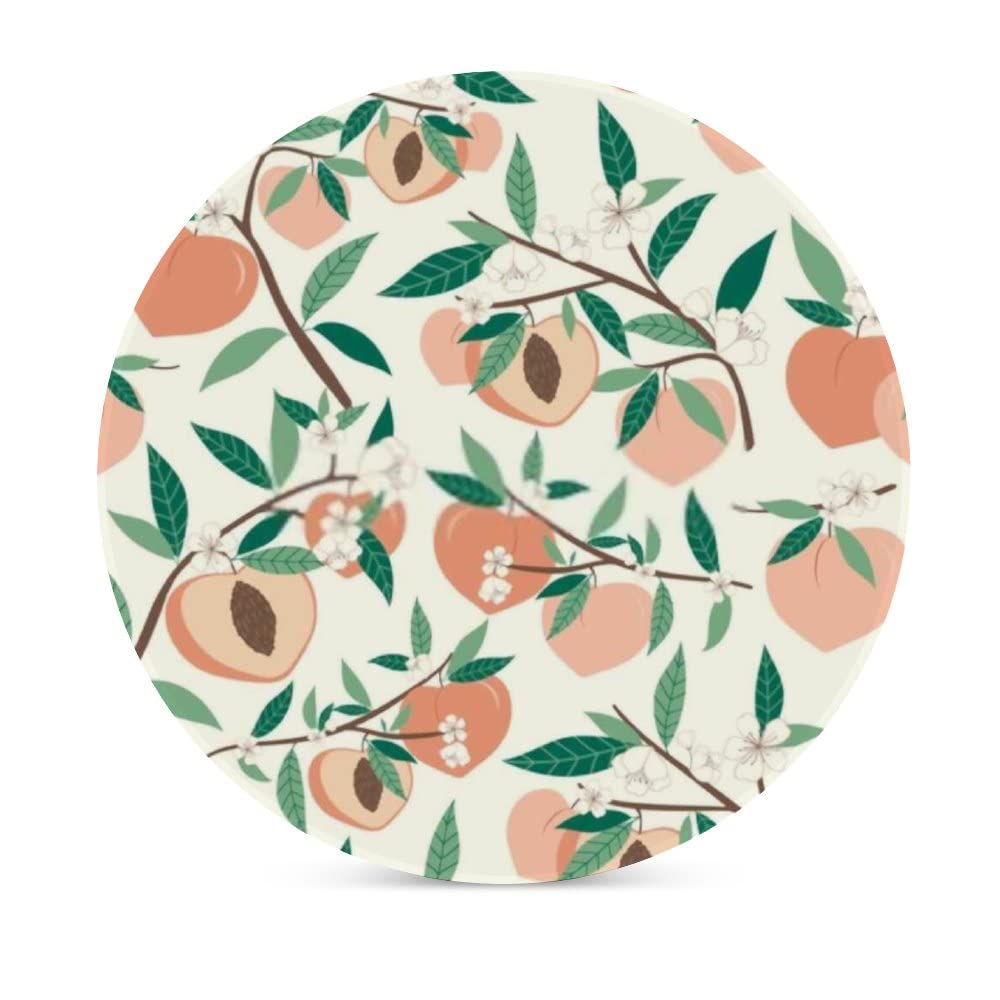 Dessous de verre en céramique de table style branche de pêcher pour verres et tasses - Lot de 2