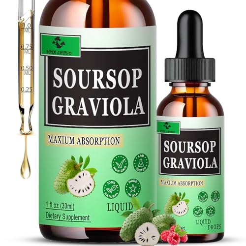 Soursop Leaves 1500mg Soursop Fruit 500mg - Soursop Liquid Drops for Cell Support for Women & Men - Soursop Bitters Liquid for Immune Support & Digestive Health - Soursop Graviola Complex Supplements