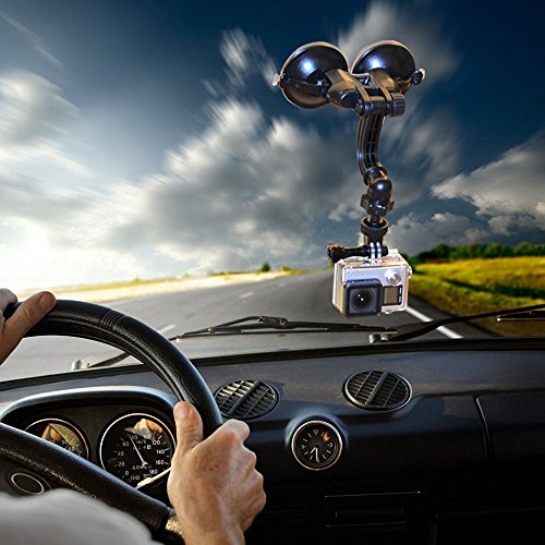 Smatree Double Suction Cup Mount, Car Mount Compatible For Gopro Hero 11/10/9/8/7/Max/6/5/4/3+/3, Akaso, Dji Osmo Action Camera, Greater Suction Power（Updated Version） #TOP5