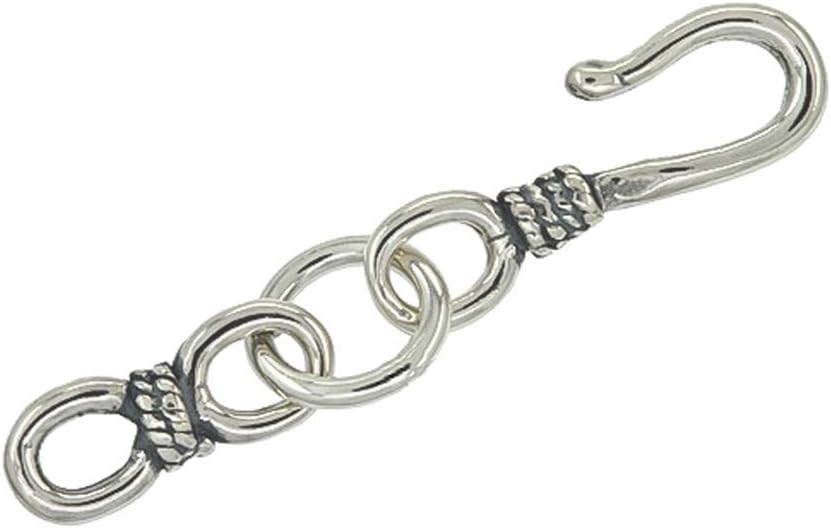 Sterling Silver Hook & Eye Fish Clasp for Necklace, Oxidized Silver