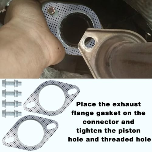 Image of 2 PCS Exhaust Flange Gasket Kit with 4 M10 Bolts - lyfLux 2.5 Inch High Temperature Exhaust Flange Gasket for Turbo, Muffler & Pipe Connections - Fits Most Vehicles (5.67 inch x 3.42 inch)