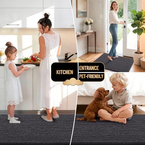 OLANLY Thick Chenille Absorbent Bathroom Rugs Mat 34x21, Dark Grey by OLANLY - Used condition - Image 6