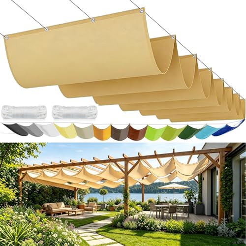 Voile d'ombrage rectangulaire 3,7x6m sable pour protection UV jardin