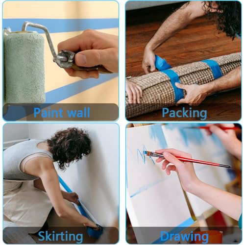 Image of NETEHA 20 Rolls Painters Tape Masking Tape 1 Inch x 55 Yard, No Residue Adhesive Tape for Wall Painting, Decoration Labeling and DIY Crafts (Blue)