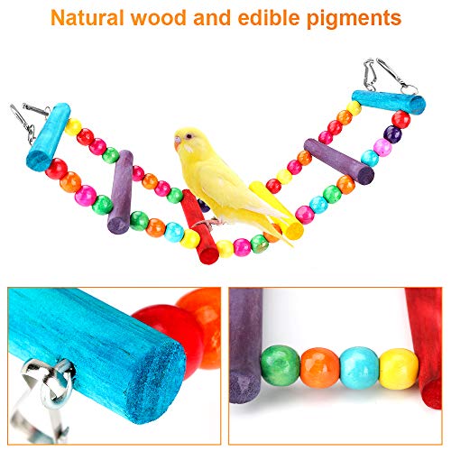 Bird Parrot Toy Set 6 Pack Kleurrijke Pet Bird Toys Houten Hangende Stand Ladder Bird Swing Kauwspeelgoed voor… - Afbeelding 5