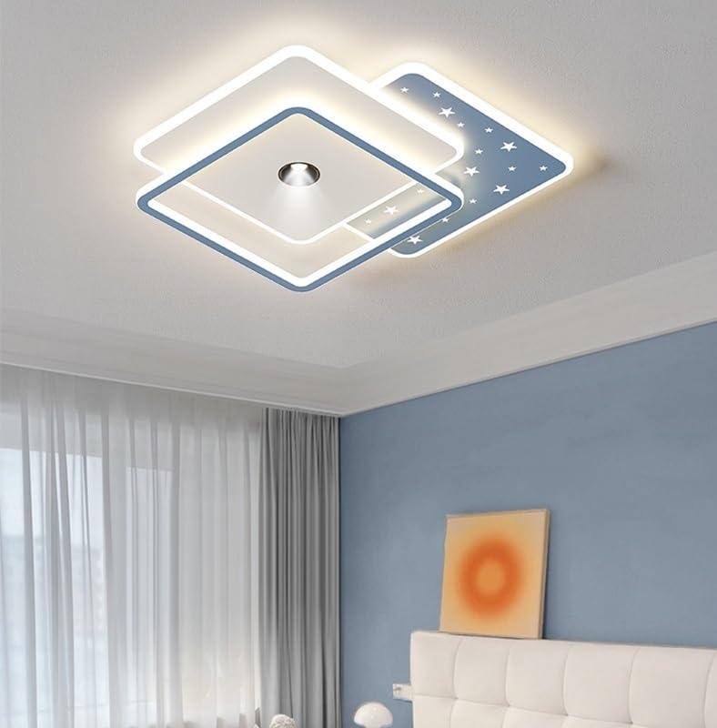 Plafonnier LED salon moderne luminaire intérieur bleu chambre étude chic