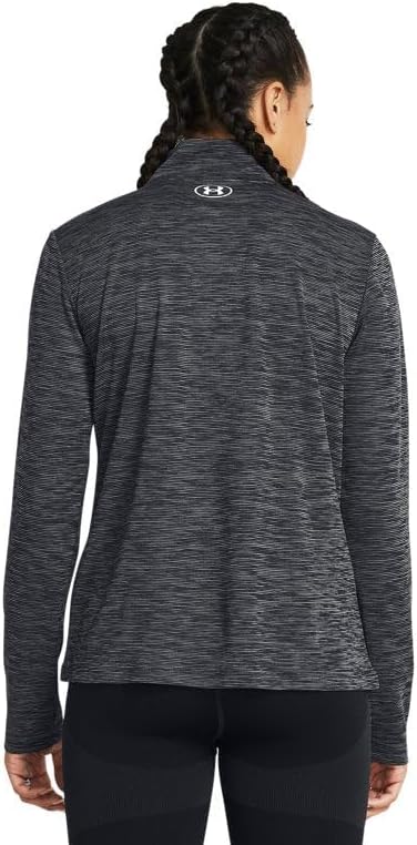 Under Armour Women's Standard Tech Textured 1/2 Zip, Black/White