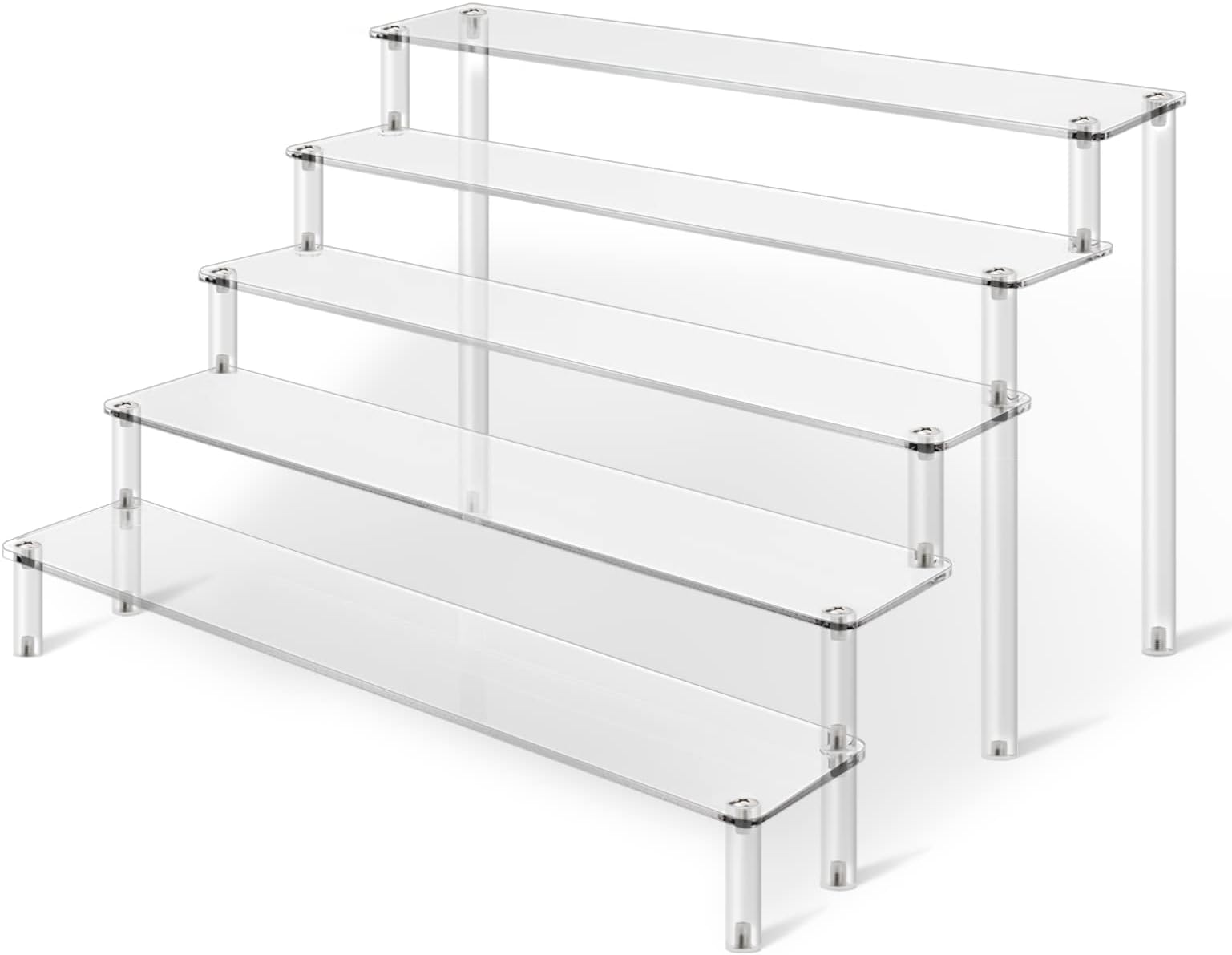 Acrylic Risers Display Stand for Action Figures, 5 Tier Clear Display Collectibles Dessert Holder, Durable Showcase Display Shelf for Toys Jewels Figurines Cosmetics Decoration and Organizer