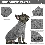 Queenmore Hundepullover Mittelgroße Hunde Wärme Dackel Hundepulli Strick Pullover Hund Strickmantel Mit Zopfmuster Hundepullover Französische Bulldogge Bulldog Chihuahua Katzen Corgi, Dunkelgrau, M
