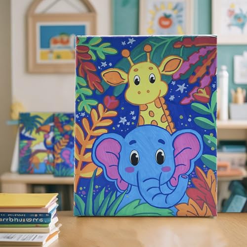 Image of SNEILJOY 3 Packs Paint by Numbers Kit for Kids Ages 4-12 | Framed Canvas, DIY Acrylic Painting Art Set, For Home Decor