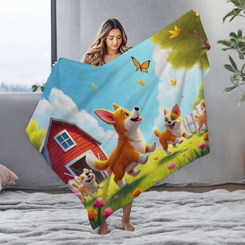 Plaid Corgi de Pâques pour soirées cocooning petite couverture de canapé - 2