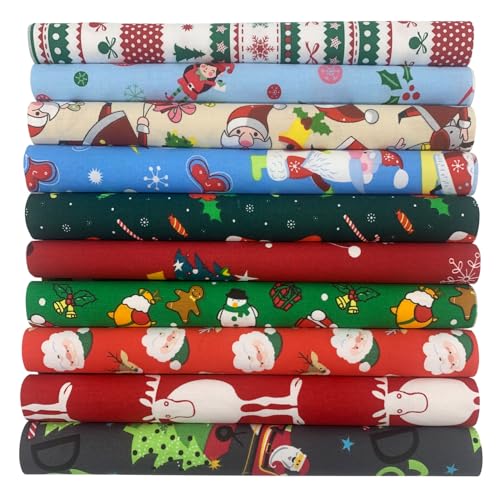 aufodara 10 piezas Navidad Tela Algodon Telas Patchwork 50x80cm 40x50cm 25x 25cm Algodón Para Coser DIY Telas Decorativas Costura Retales Tela Coser Hecho a mano Costura Quilting (U-01, 25 x 25cm)