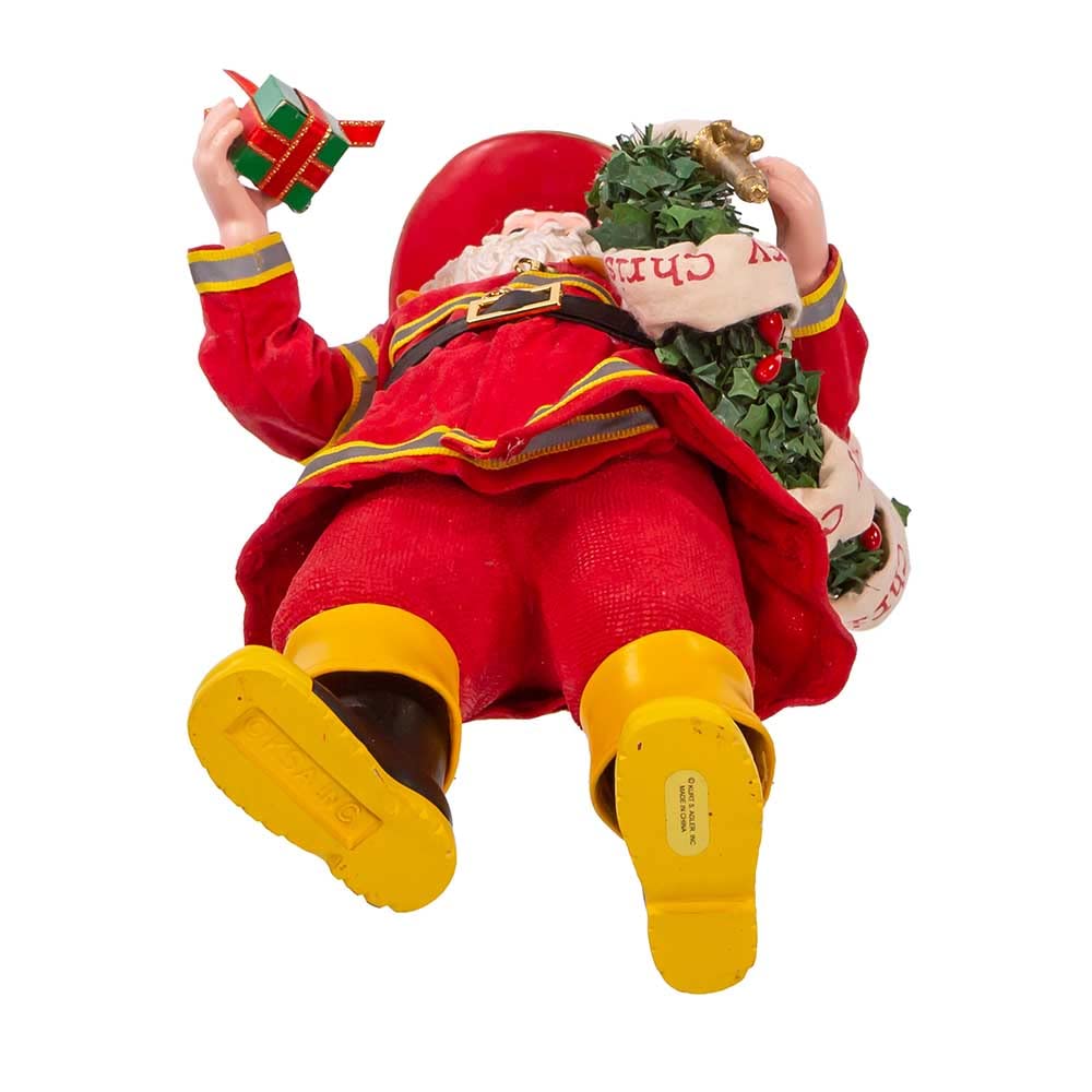 Kurt Adler Fabriché - Babbo Natale pompiere con ghirlanda e tubo, 27,9 cm