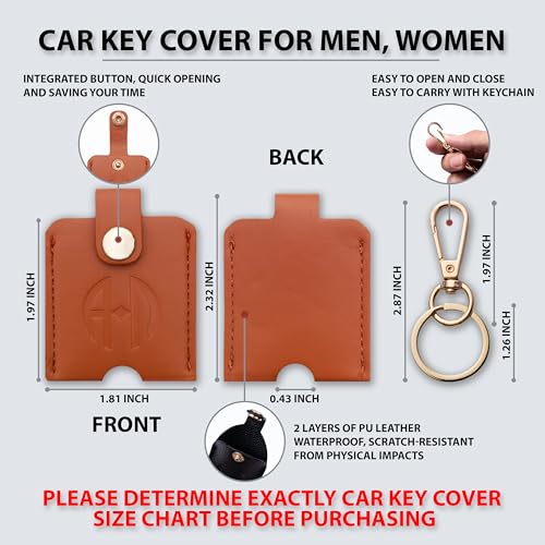 Image of Leather Keys Sleeve for Broken Car Key Loop Replacement - Cute Keychain Cover - Protector, Holder for Men & Women