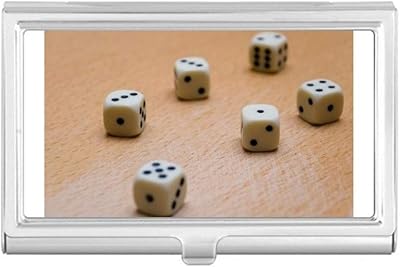 Wooden Gambling Dice Photo Business Card Holder Case Pocket Box Wallet