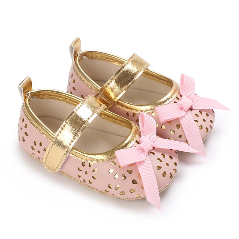 Newborn Baby Girls Infant Soft Sole Mary Jane Bowknot Pu Leather Shoes Moccasins Baptism Christening Crib Shoes Flats