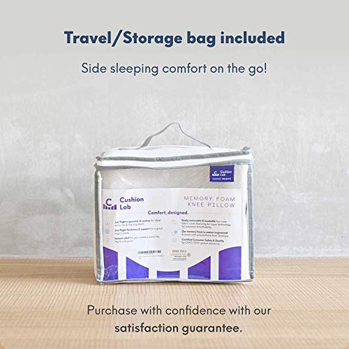 Cushion Lab Extra Dense Orthopedic Knee Pillow For Side Sleepers W/Hypoallergenic Cover - Firm Leg Support For Hip, Pregnancy, Sciatica, Joint, Spine, Back Pain Relief - Memory Foam Contour Wedge #TOP7