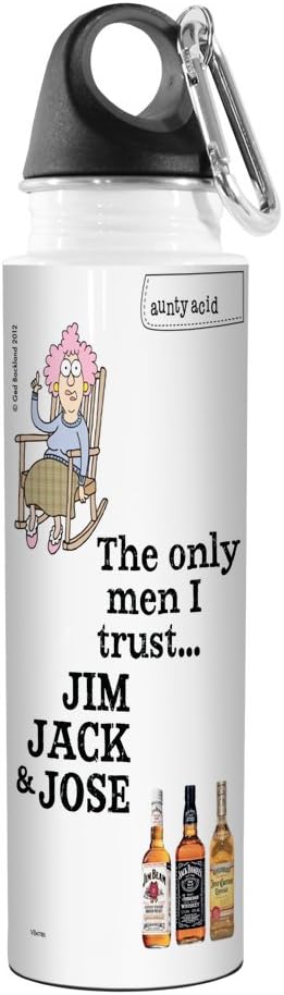 Tree-Free Greetings VB47785 Aunty Acid Artful Traveler Stainless Steel Water Bottle, 18-Ounce, Jim, Jack, Jose