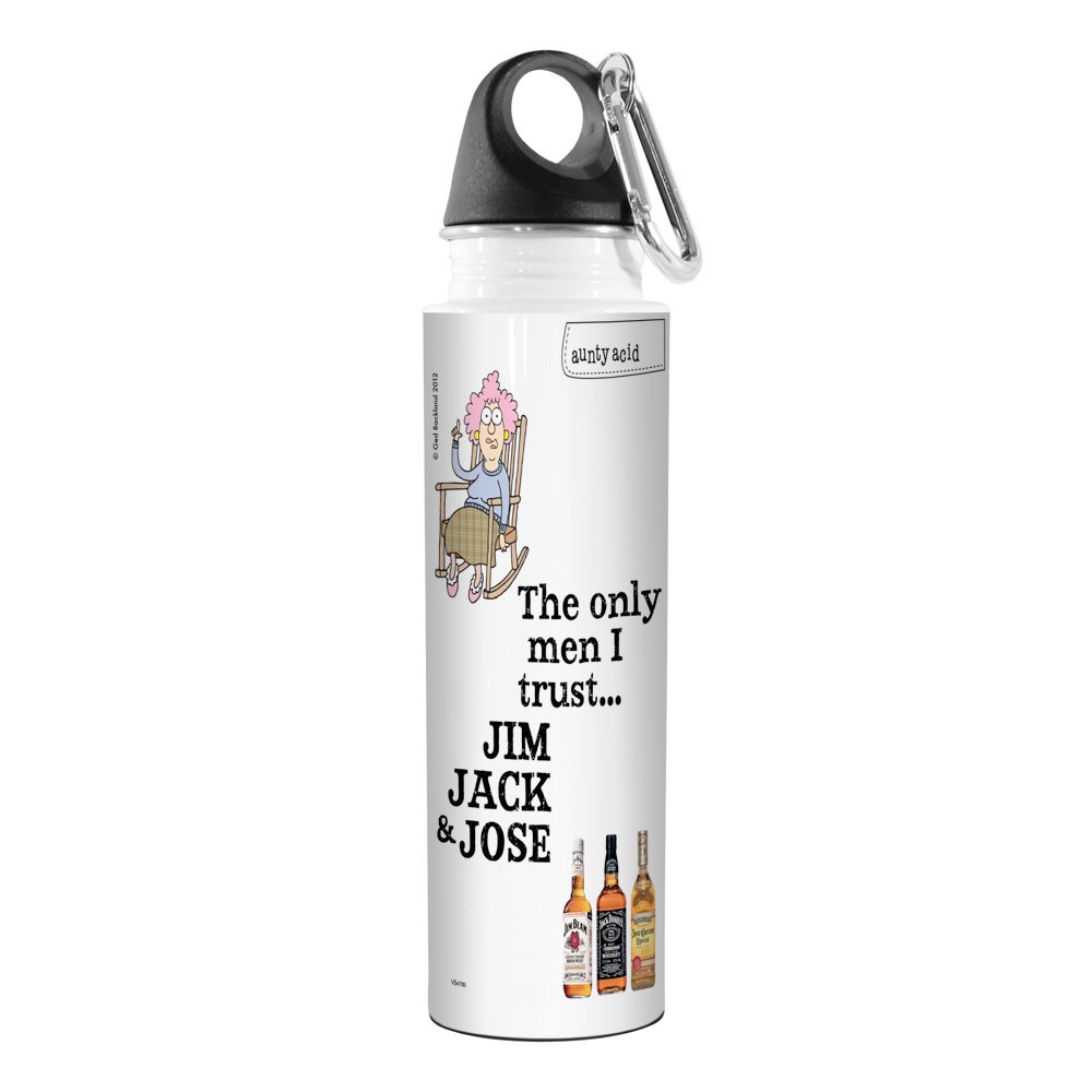 Tree-Free Greetings VB47785 Aunty Acid Artful Traveler Stainless Steel Water Bottle, 18-Ounce, Jim, Jack, Jose