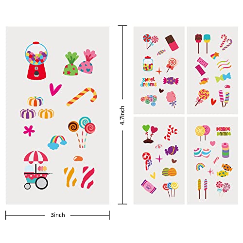 24 Sheets Candyland Temporary Tattoos, Birthday Decorations Candyland Party Favors #TOP2