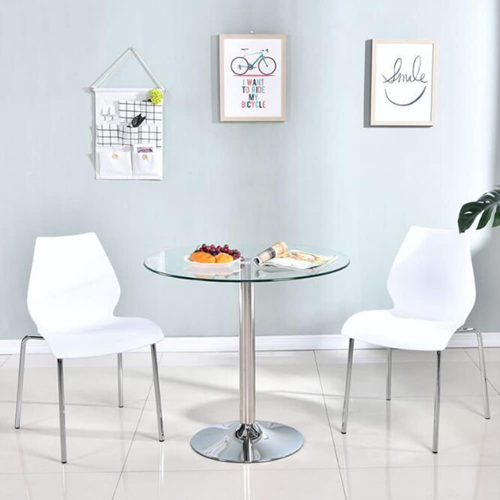 Table de bistrot ronde en verre trempé avec support chromé 70 cm Couleurs transparentes