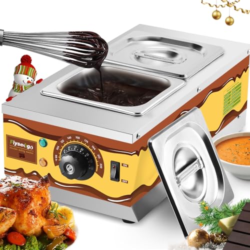 Flyseago Chocolate Tempering Machine Upgrade Professional Chocolate Melter Food Warmer 9lbs 2 Tanks Capacity Chocolate Melting Machine 86-230℉ with Lids Candle Making Machine Commercial Home Use