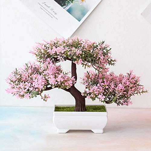 qzjijosen Artificial Bonsai Tree,Artificial Pot Plant Potted Pine Plants, Home Decor Indoor,Office,Windowsill,Yard,Desktop Display (Pink)