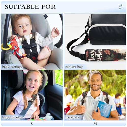 Image of Checkered Christmas Floral Gnomes Seat Belt Cover Pad 2 Pcs Soft Cute Seatbelt Covers Protector Support Head Neck Shoulder Strap for Car Seats High Chair Backpack for Adults Kids Women Men 10x7