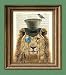 Sovereign Zebulon the Steampunk Lion with his bird advisor illustration beautifully upcycled dictionary page book art print