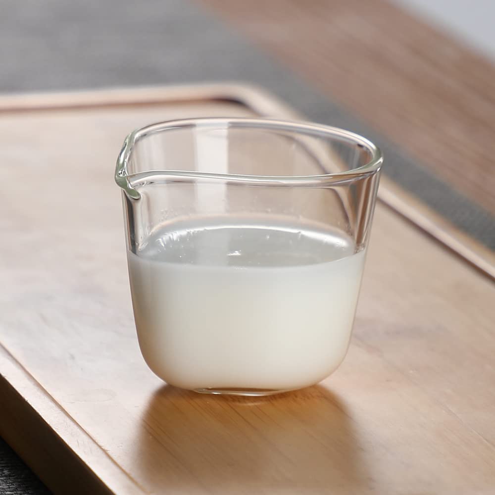 Sizikato 4pcs Clear Glass Creamer Pitcher, 50ml Mini Serving Pitcher for Coffee Milk