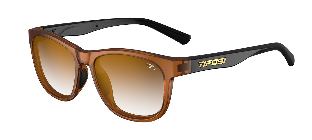 Tifosi Swank Single Lens Sunglasses (Crystal Brown/Onyx, Brown Gradient)