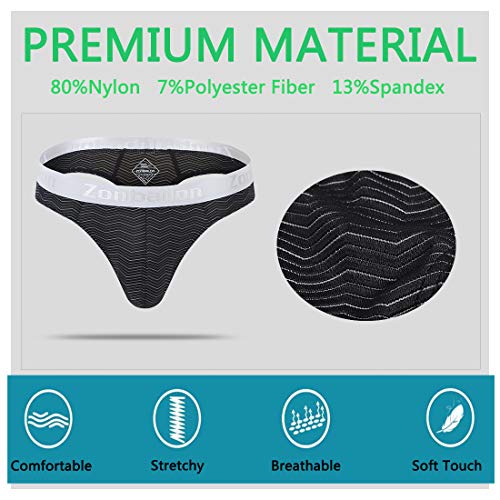 ZONBAILON Athletic Mens Thongs Underwear Sexy Man Thong G String Hot T-Back M L XL 2XL 3XL4