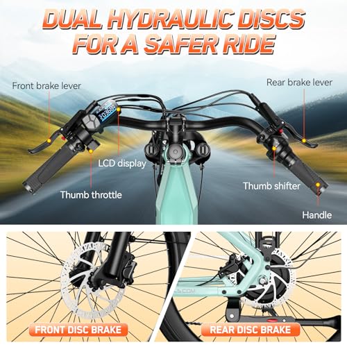 Image of TST Electric Bike for Adults, 1200W Peak Motor 60 Miles Fat Tire E Bike with 48V 15Ah Removable Battery 27.5 * 22 inch All-Terrain Electric Bike Dual Suspension