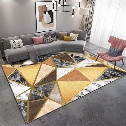 Tapis gris 200x250cm géométrique jaune la solution sol pour chambre enfant et camping - 2