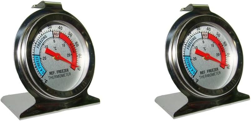 2Pcs Kitchen Craft Stainless Steel Refrigerator & Freezer Dial Thermometer