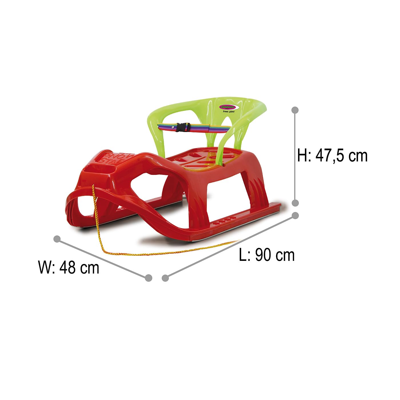 Jamara 460366 - Snow Play Trineo con Respaldo Snow-Star 90 cm Rojo – Protección contra vuelcos, Ligero