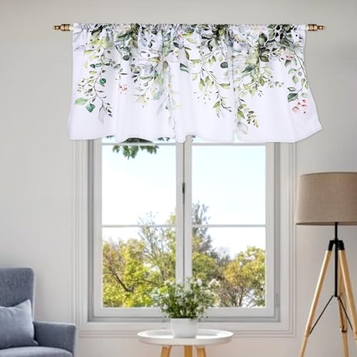 Sage Green Eucalyptus Curtain Valance for Windows Berry Branch Plant Curtains Valances Short Panels Watercolor Eucalyptus Leaves Retro Window Treatment Topper Curtains, 1 Panel 54 x 18 In - Cosy Home Interiors Sage Green Eucalyptus Curtain Valance for Windows Berry Branch Plant Curtains Valances Short Panels Watercolor Eucalyptus Leaves Retro Window Treatment Topper Curtains, 1 Panel 54 x 18 In - Image 6