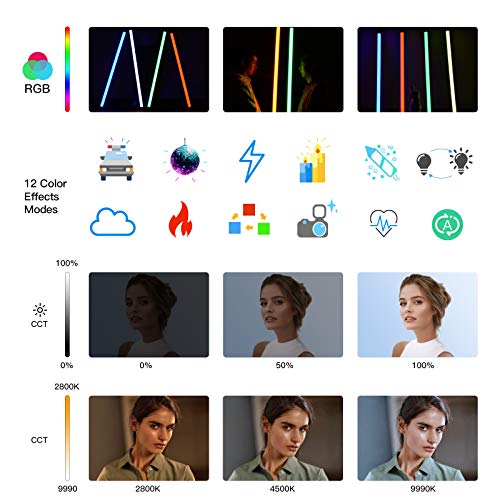 Df Digitalfoto Chameleon Rgb Tube Light Led,2800-9990K 4 Feet 116Cm Color Temperature Rechargeable Continous Light For Photography #TOP1