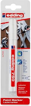 edding 750 paint marker - white - pack of 1 pen - round nib 2-4 mm - paint marker for marking and labelling metal, glass, rocks or plastic - heat-resistant, permanent, smudge-proof and waterproof