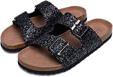 mysoft Womens Flat Sandals Cork Footbed Slides 2 Straps Adjustable Buckle Slip On Summer with +Comfort Shoes - Image 7