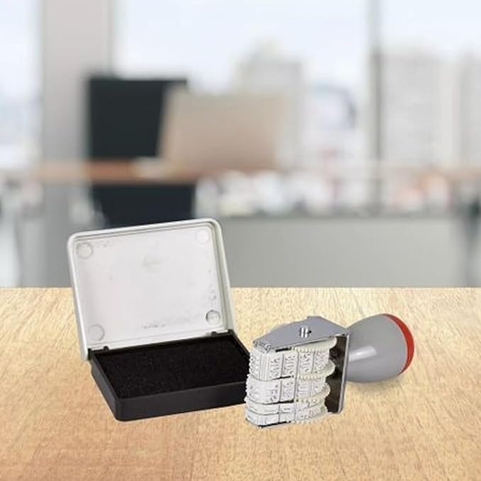 Date Stamp with Ink Pad – Self-Inking Rubber Date Stamp for Office, Home, Store, and School Use, Easy to Use, Clear Imprint, and Long-Lasting Ink (5)
