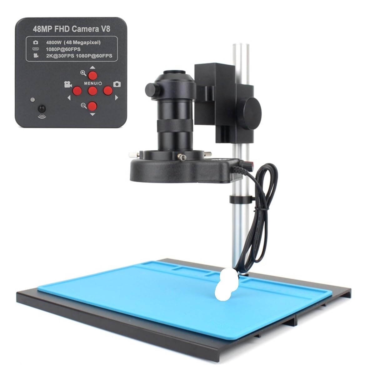 Microscope 2K 60FPS 48MP USB Electronic Digital Video Microscope Camera 180/130X Zoom C Mount Lens 56 LED Repair Tools(A 130X Set)