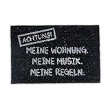 Schicke schwarze Kokosmatte in schlichtem Design mit klarem Statement für Sie und Ihre Gäste - Empfangen Sie Ihren Besuch mit dieser witzigen Fußmatte und heißen Sie ihn willkommen
